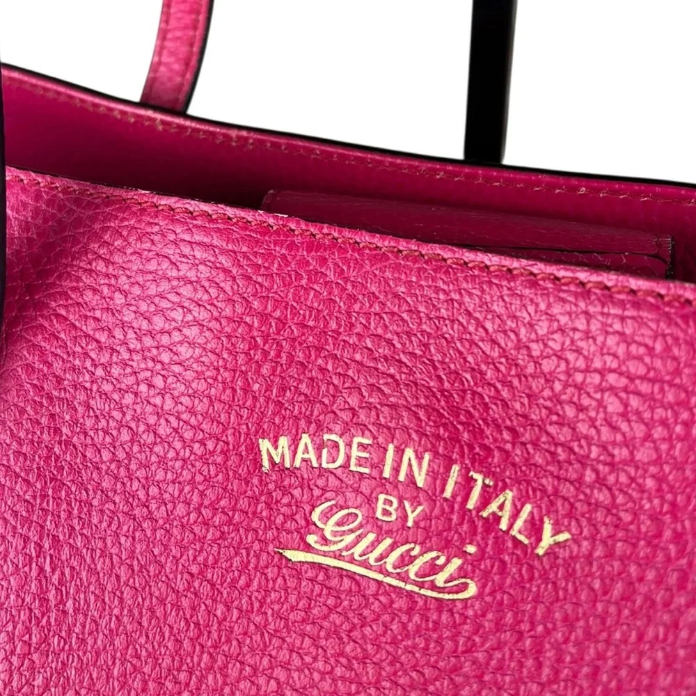 GUCCI PINK SWING TOTE 354408 pebbled leather Shopper Travel Work Everyday Bag EC - Picture 2 of 16